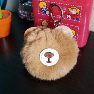 Bear pom pom keychain purse charm